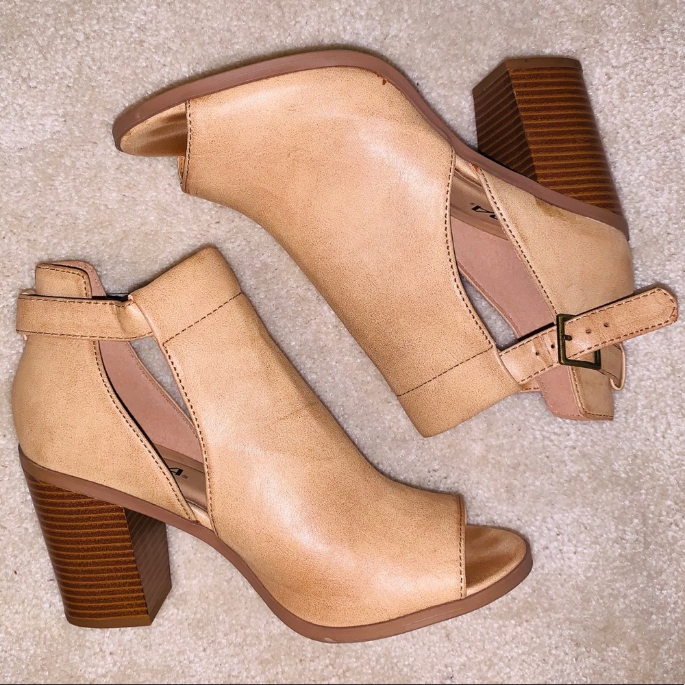 Tan Open Toe Booties